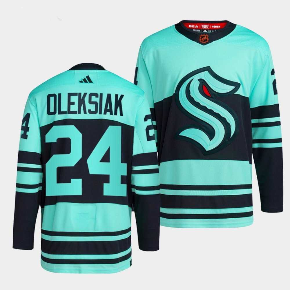 Mens Seattle Kraken #24 Jamie Oleksiak Reverse Ice Blue Jersey Dzhi